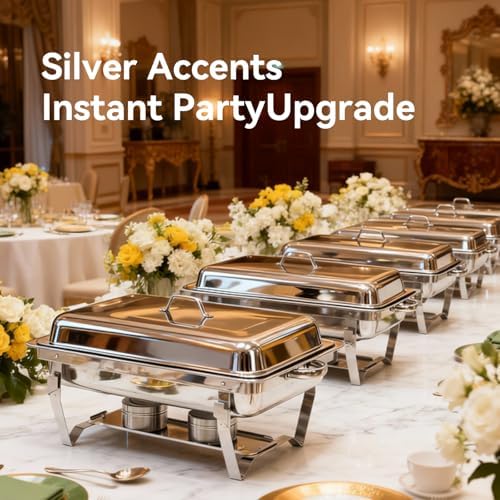 Chafing Dishes for Buffet with Full-Size Pans, 9QT Chafing Dish Sets, 304 Stainless Steel Buffet Servers and Warmers,Food Warmers for Parties & Dinners, Warming Trays for Buffets Party - Image 4