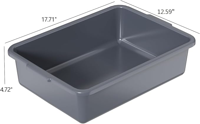 13 L Plastic Bus Tubs, Commercial Bus Box, 17.71" x 12.59" x 4.72", Grey, 12 Packs