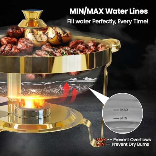 Gold Chafing Dishes for Buffet 4 Pack, 6QT Buffet Servers and Warmers Sets - Image 4