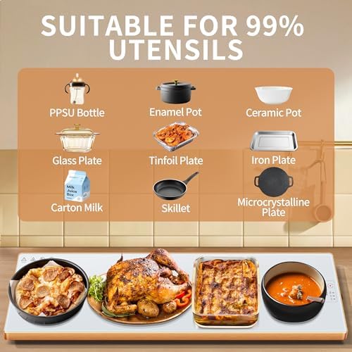 Electric Warming Tray,Extralong 40"x12",Tempered Glass Warming Mat for Food - Image 4