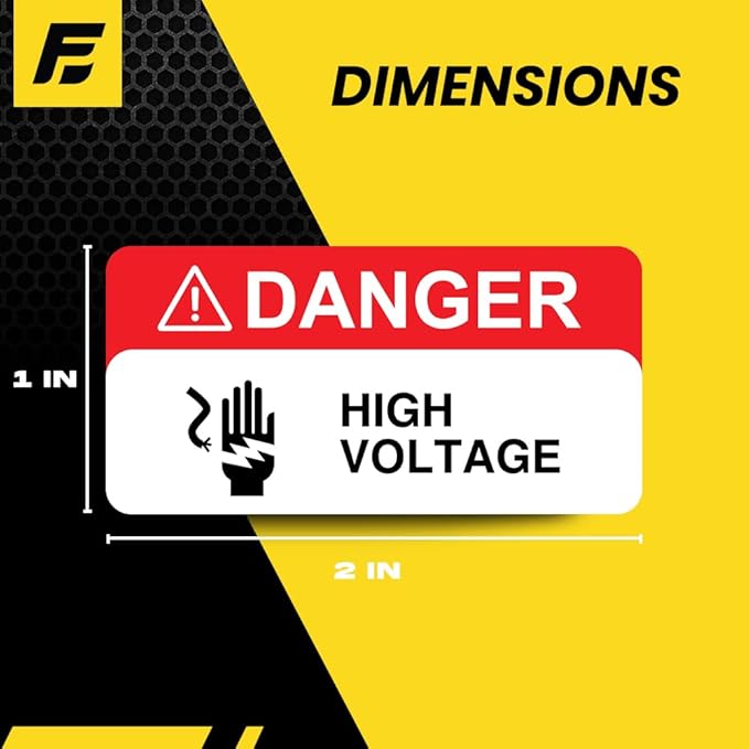Danger High Voltage Stickers (Small) | Heavy-Duty Signs for Machinery & Equipment | Weatherproof, Ultra Durable Safety Labels – USA Made (2x1 Inch), 4-Pack