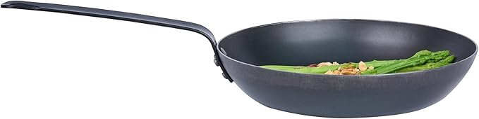 Restaurantware-Met Lux 9.5 Inch Fry Pans, 6 Lightweight Frying Pans - Induction-Ready, Triple-Riveted, Black Carbon Steel Cooking Skillets, Durable, For Searing, Sauteing, And Browning Food