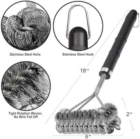 GRILLART Grill Brush [Wire + Helix] Combined BBQ Brush - Safe & Efficient Grill Cleaning Brush - 18" Grill Cleaner Brush Scrubber for Gas/Porcelain/Charbroil Grates – BBQ Accessories Gifts for Men/Dad - Image 5