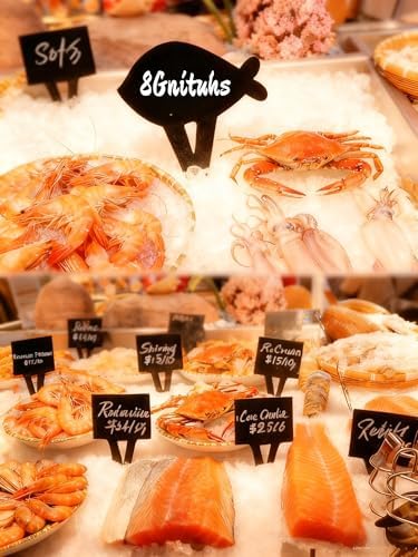 10PCS Fish Mini Chalkboard Signs for Food, Reusable and Reserved Table Signs, Food Labels for Party Buffet, Easy to Write and Wipe Out, Catering Supplies Buffet Display, Place Cards - Image 6