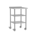 Stainless Steel Work Table with Wheels, 24x24 Inch NSF Food Prep Table with Backsplash & 2 Adjustable Undershelves for Commercial Kitchen, Restaurant, Garage