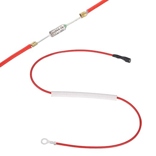 MECCANIXITY Universal Rice Cooker Temperature Fuse, 229°C 10A 250V Metal Thermal Fuse with Terminal and Ring Terminal Fiberglass Sleeving for Electric Pressure Cooker Repair Part