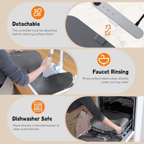 Homelove Warming Mat for Food - Electric Warming Tray with 7-Level Temp Settings & 6 Hours Timer, Full Surface Graphene Heating, Waterproof Dishwasher-Friendly Food Warmer for Parties, Kitchen (Grey) - Image 2