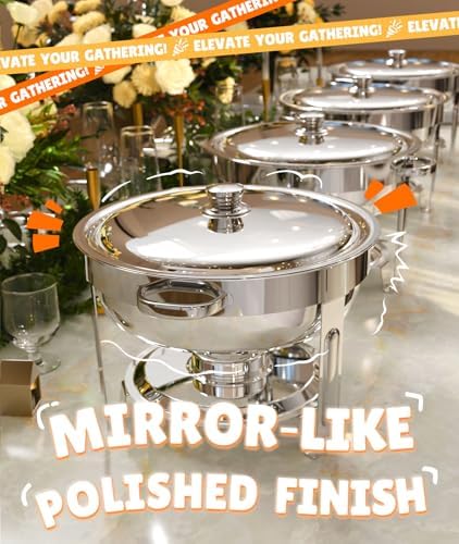 Chafing Dishes for Buffet 4 Pack, 6QT [Worry-Free Assemble] Food Warmers for Parties Buffet [Mirror-Like Polished Finish Stainless Steel Round Chafing Dish Buffet Set with Complete Set - Image 4