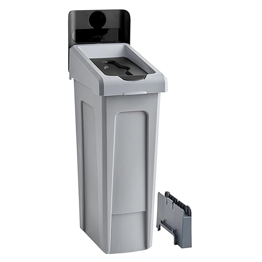 23 Gallon Landfill Waste Bin with Hinged Lid – Commercial Trash Container with Liner Cinches and Venting Channels – Slim Design for Restaurants, Offices, and Public Areas