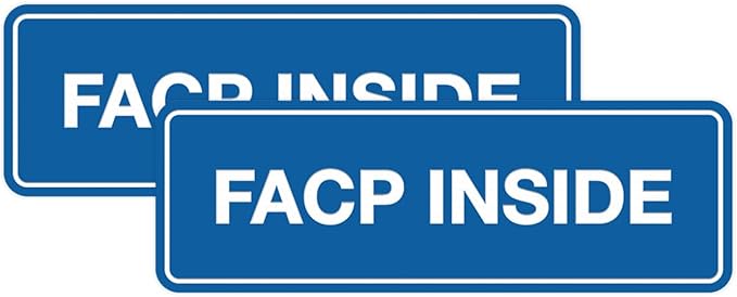 Signs ByLITA Standard FACP Inside Sign | Fire Safety Signage (Blue) - Small 2 Pack