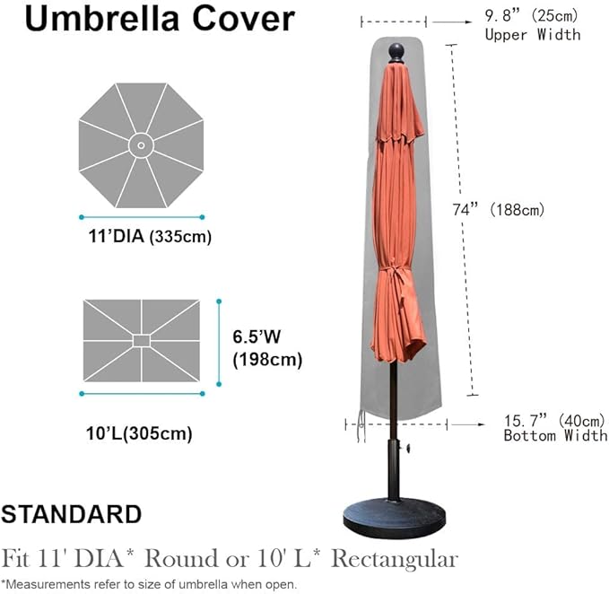 EliteShade USA Patio Outdoor Market Patio Umbrella Covers for 10x6.5ft Umbrellas (Beige)