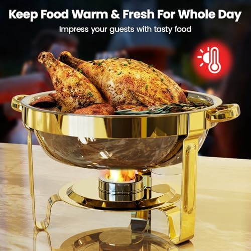 Gold Chafing Dishes for Buffet 4 Pack, 6QT Buffet Servers and Warmers Sets - Image 3