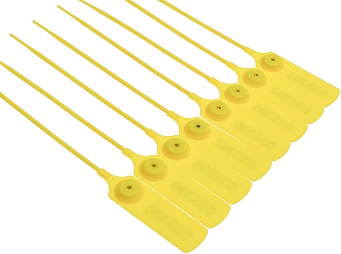 Pull-tite Security Seal Tamper Resistant Tags Plastic Padlock Sign Ties Numbered (Yellow, 100pcs)