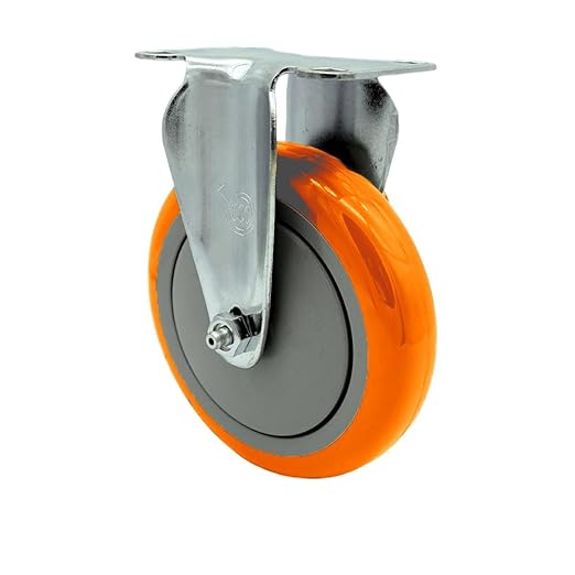 Service Caster Brand Replacement Caster for Uline Caster H-5540R-Rigid Top Plate Caster with 5 Inch Orange Polyurethane Wheel-Light Duty Replacement Caster-Fits Cart, Dollies and Poly Box Truck H-3840