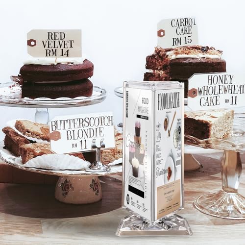 Rotating Acrylic Sign Holder with 3 Side for Restaurant Coffee Menu Clear Tabletop Holders fit 7x3“ x3 Page - Image 4