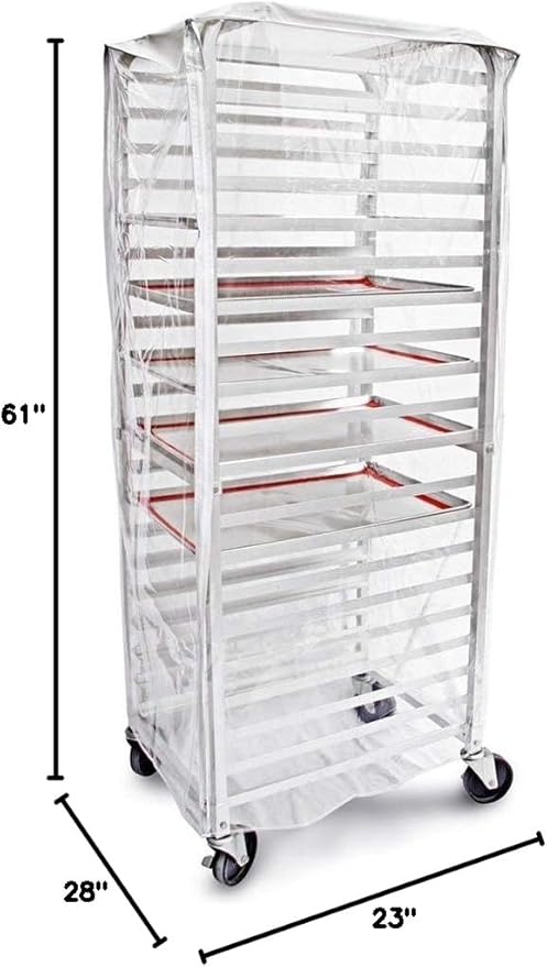 New Star Foodservice 36565 Commercial-Grade Sheet Pan/Bun Pan Rack Cover, Plastic, 20-Tier, 28" L x 23" W x 61" H, Clear