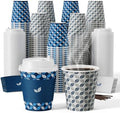 JOLLY CHEF 100 Pack 10 oz Paper Coffee Cups with Lids by JOLLYCHEF
