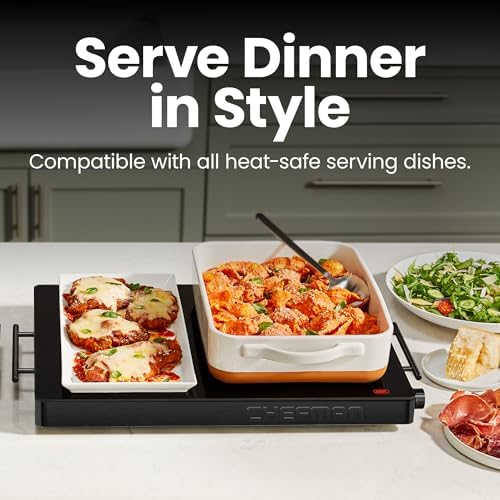 Chefman Electric Warming Tray with Adjustable Temperature Control, Perfect For Buffets, Restaurants, Parties, Events, and Home Dinners, Large 21” x 16” Glass-Top Surface Keeps Food Hot – Black - Image 6