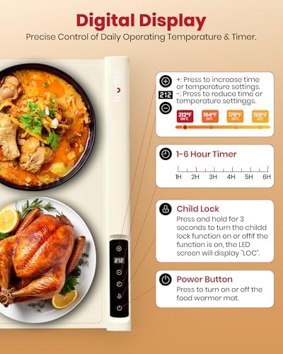 55" x 16" Food Warming Mat, 3-in-1 Expandable Silicone Warming Mat for Food - Image 4