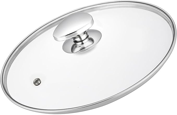 Glass Lid For Pots, Pans and Skillets, Clear tempered Glass Lid Replacement with Vent For Frying Pan, Stock Pot, Cast iron skillet, 8, 9.5, 10.25, 11, 12, 12.5, 13.5 and 14 Inch Stainless Steel Covers