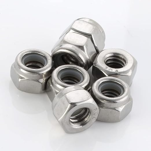 MewuDecor #10 24 Nylon Insert Hex Lock Nuts Locknuts, 304 Stainless Steel 18-8, Bright Finish, 100 PCS