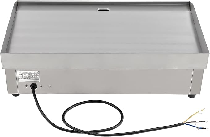Commercial Electric Griddle, 3000W 122-572℉ Stainless Steel Countertop Flat Top Griddle Adjustable Frying Pan Thermostatic Skillet Grill w/Indicator Light for Snack Stores Canteens Supermarkets