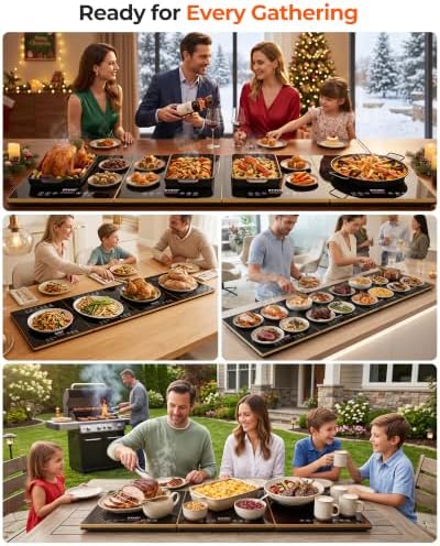 Warming Trays For Buffets Party,4-In-1 47"×16"Independent Temp Control Food Warmers For Parties Buffet,8 Precise Temps&24H Timer Warming Mat For Food,Modular Food Warming Mat Catering Gatherings - Image 5