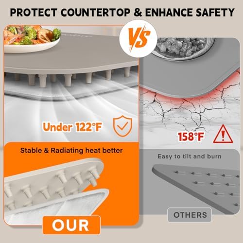 Homelove Warming Mat for Food - Electric Warming Tray with 7-Level Temp Settings & 6 Hours Timer, Full Surface Graphene Heating, Waterproof Dishwasher-Friendly Food Warmer for Parties, Kitchen (Khaki) - Image 5