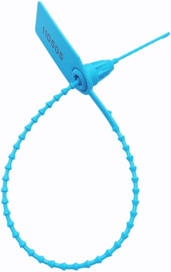 250mm Pull-Tite Plastic Security Seals Shipping Tags Disposable Signage Numbered(Package of 100) (Blue)