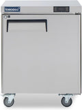 ICECASA 27" W Commercial Freezer Worktop Undercounter Single Door Stainless Steel Counter Fan Cooling Freezer 7 Cu.ft for Restaurant, Bar, Shop, etc