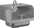 AmGood Stainless Steel Wall Mount Hand Sink with Faucet and Sidesplash 17" x 15" | NSF Commercial Hand Washing Basin For Restaurant, Kitchen and Home | Bowl Size: 10" x 14"