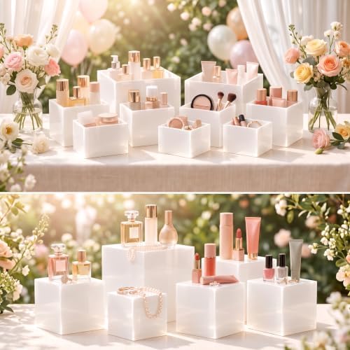 6-Piece White Acrylic Buffet Risers for Dessert Table Display - Image 5