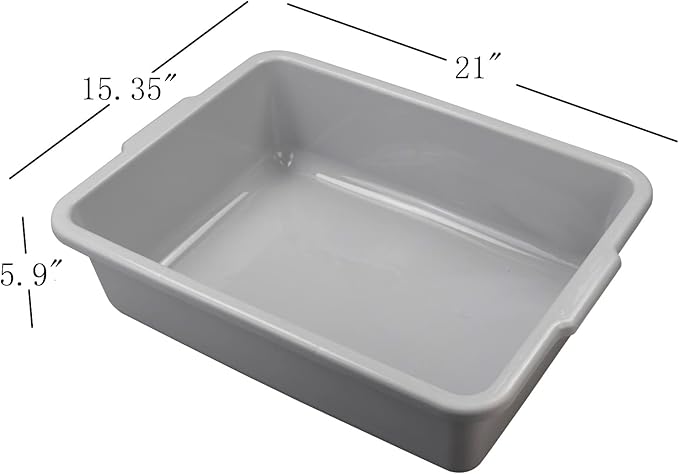 22 L Commercial Tote Box, Food Serving Bus Tub, 4 Pack, Grey