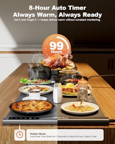 iTRUSOU Expandable Warming Mat for Food 54"x16", 99H Timer, 7 Temp - Image 4