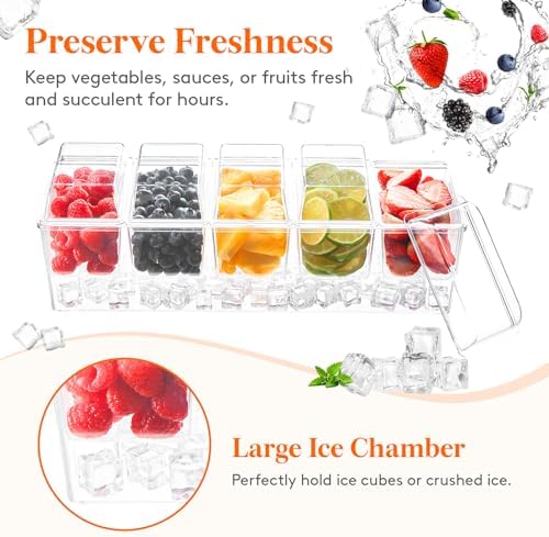 Lifewit Chilled Condiment Caddy with Spoons, Tongs & Scoop, Garnish Tray - Image 4