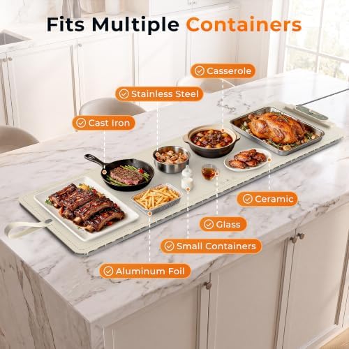 Warming Mat for Food， Extra Large 49"x15", 7 Heat Levels, 8 Hour Timer - Image 5