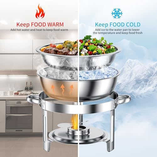 Chafing Dishes for Buffet Set: Round Catering Food Warmer with Lids - Image 3