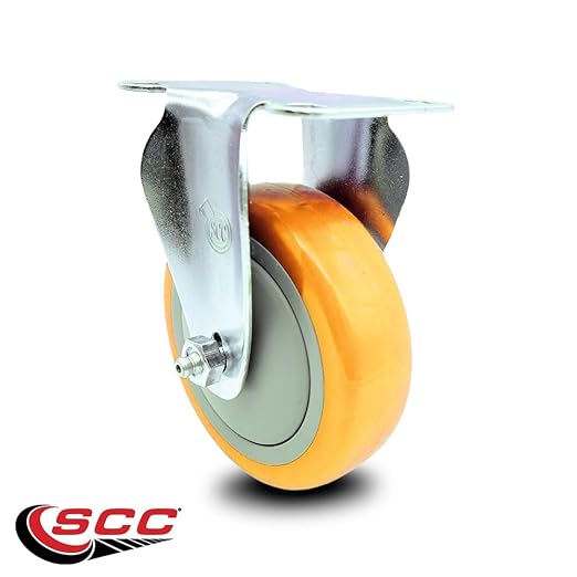Service Caster Brand Replacement Caster for Uline Caster H-5539R-Rigid Top Plate Caster with 4 Inch Yellow Polyurethane Wheel-Light Duty Replacement Caster-Fits Cart, Dollies and Poly Box Truck H-1956