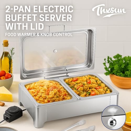 2 x 4.5QT Electric Chafing Dish, Half Size Buffet Warmer Set - Image 2