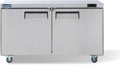 ICECASA 60" W Commercial Freezer Worktop Undercounter Double Door Stainless Steel Counter Fan Cooling Freezer 16.4 Cu.ft for Restaurant, Bar, Shop, etc