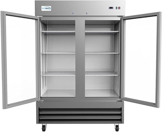 Pemberly Row 2-Door LED Stainless Steel Reach-in Refrigerator Cooler in Silver