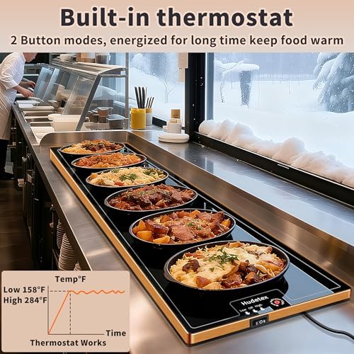 Warming Mat for Food,Extra Long 59"x12",Tempered Glass Warming Tray, Black - Image 5