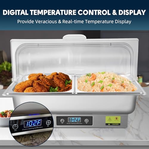 Electric Chafing Dish Buffet Server Set with Button Panel Control - Image 3
