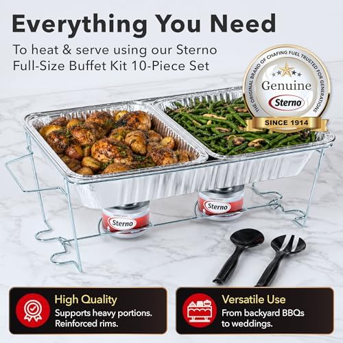 Sterno Disposable Chafing Dish Buffet Set With 6-Hour Fuel, 10 Piece - Image 2