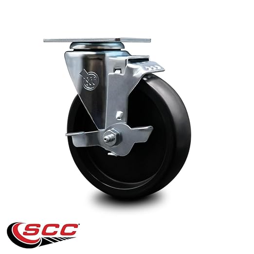 Service Caster Brand Replacement Caster for Uline Caster H-5536SWB - Swivel Top Plate Caster with 5 Inch Polyolefin Wheel and Top Lock Brake - Fits Carts, Dollies and Poly Box Trucks H-592