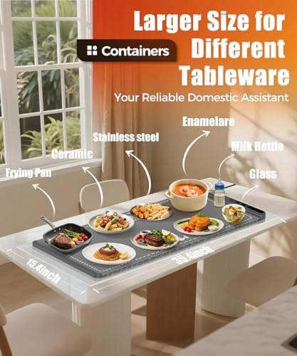 Warming Mat for Food, 36x15 Inch, Dark Grey, Fast Heat, Child Lock - Image 4