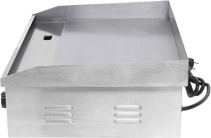 Commercial Electric Grill 110V 3000W Countertop Flat Top Griddle Nonstick Stainless Steel Teppanyaki Grill, Temperature Range 122-572°F for Restaurant, Canteen, Snack Bars 21.3"x11.8"