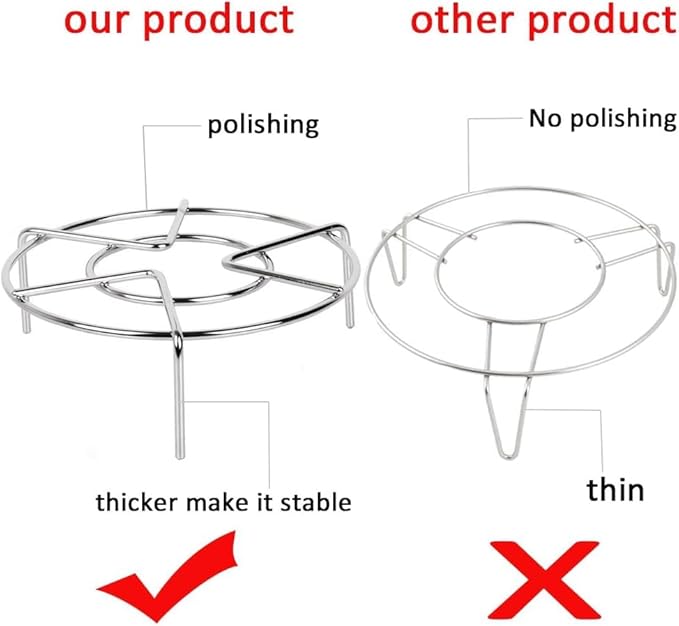 Steam Rack,Steaming Rack Stand,Steamer Basket,Heavy Duty Stainless Steel Metal Multi-function By Meleg Otthon (5.9" Diameter X2"High)