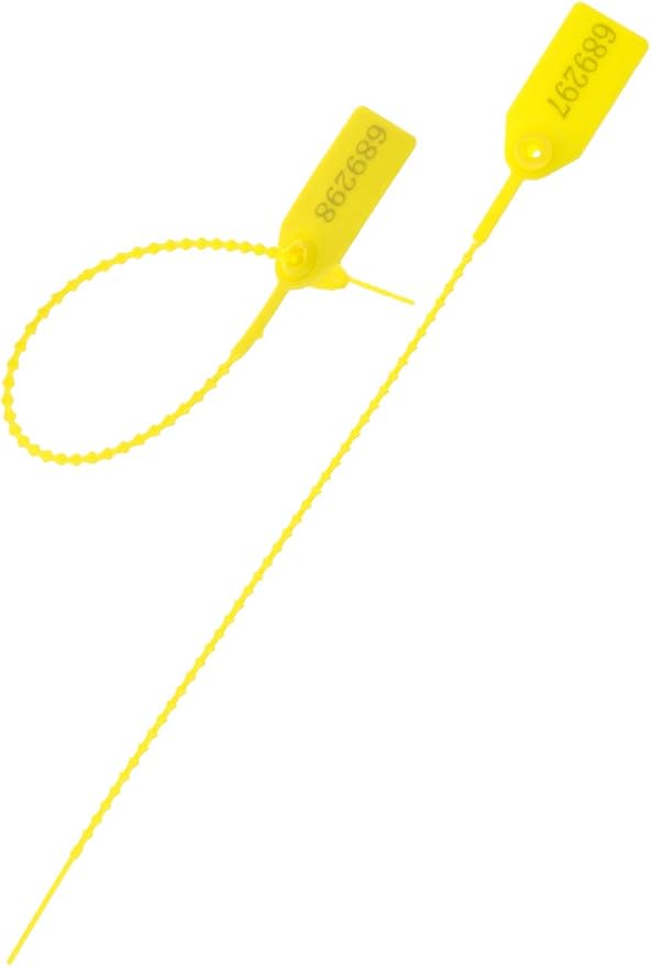 Plastic Security Seals Disposable Tags Safety Padlocks Zip Ties Numbered 9.84inches Yellow 200 pcs per Bag