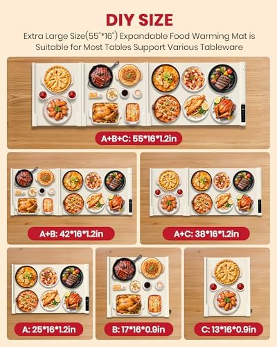 55" x 16" Food Warming Mat, 3-in-1 Expandable Silicone Warming Mat for Food - Image 2